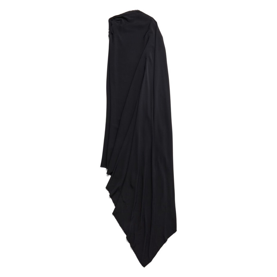 Balenciaga Ladies Black Draped Asymmetric Dress - 6