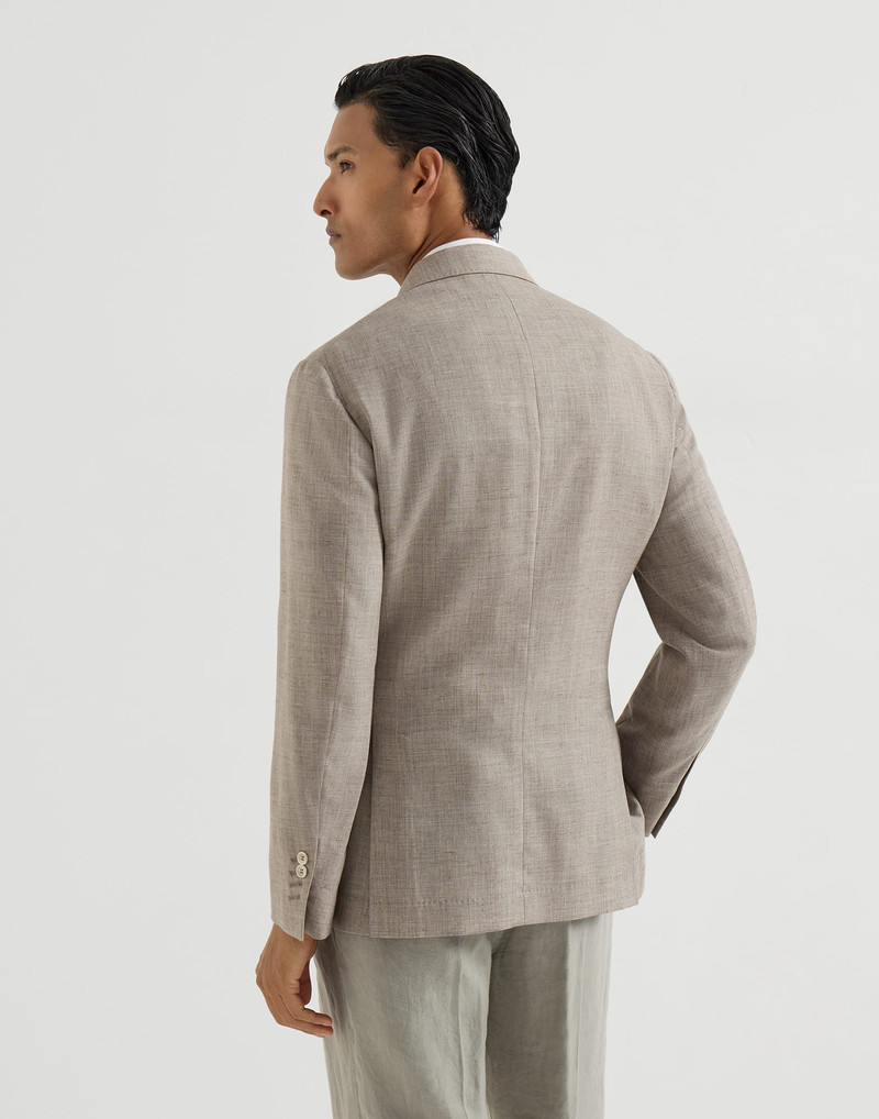 Brunello Cucinelli Wool, silk and linen slubbed fresco deconstructed blazer with patch pockets outlook