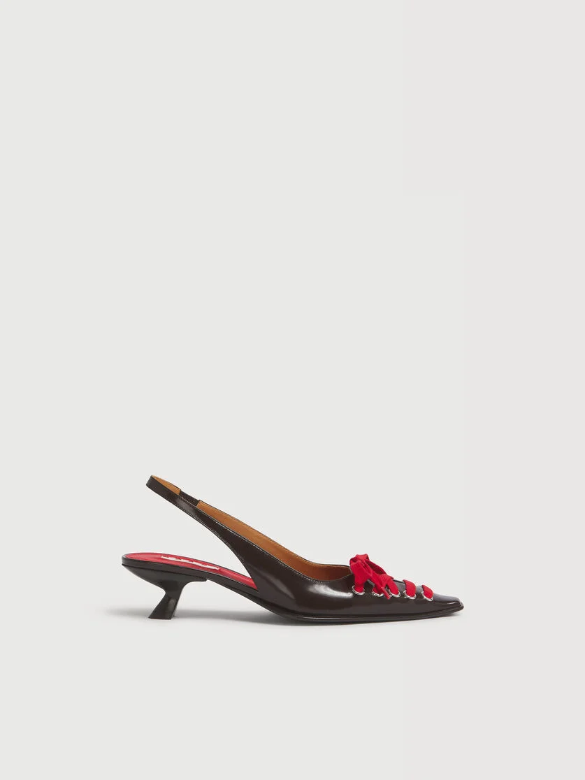 DEEP BROWN LEATHER KAT SLINGBACK - 1