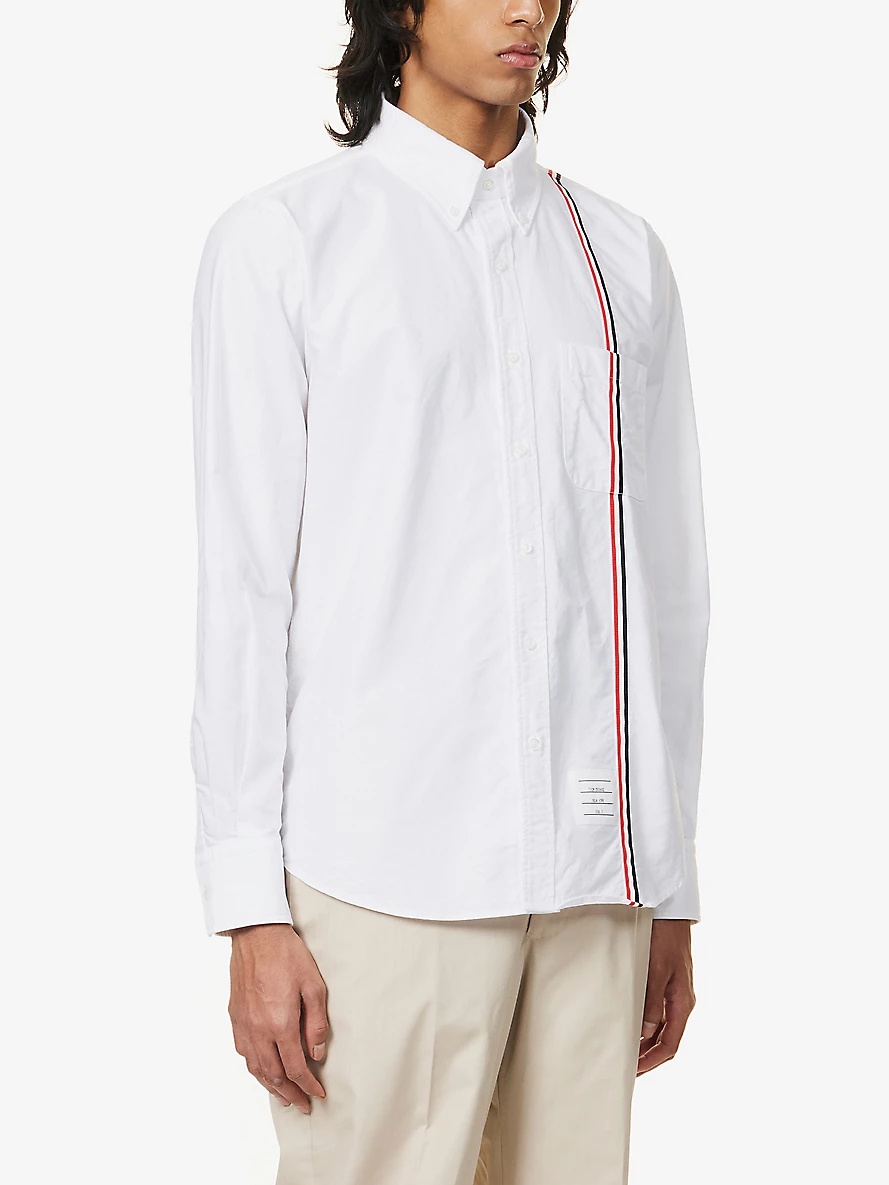 Striped brand-patch regular-fit cotton shirt - 3