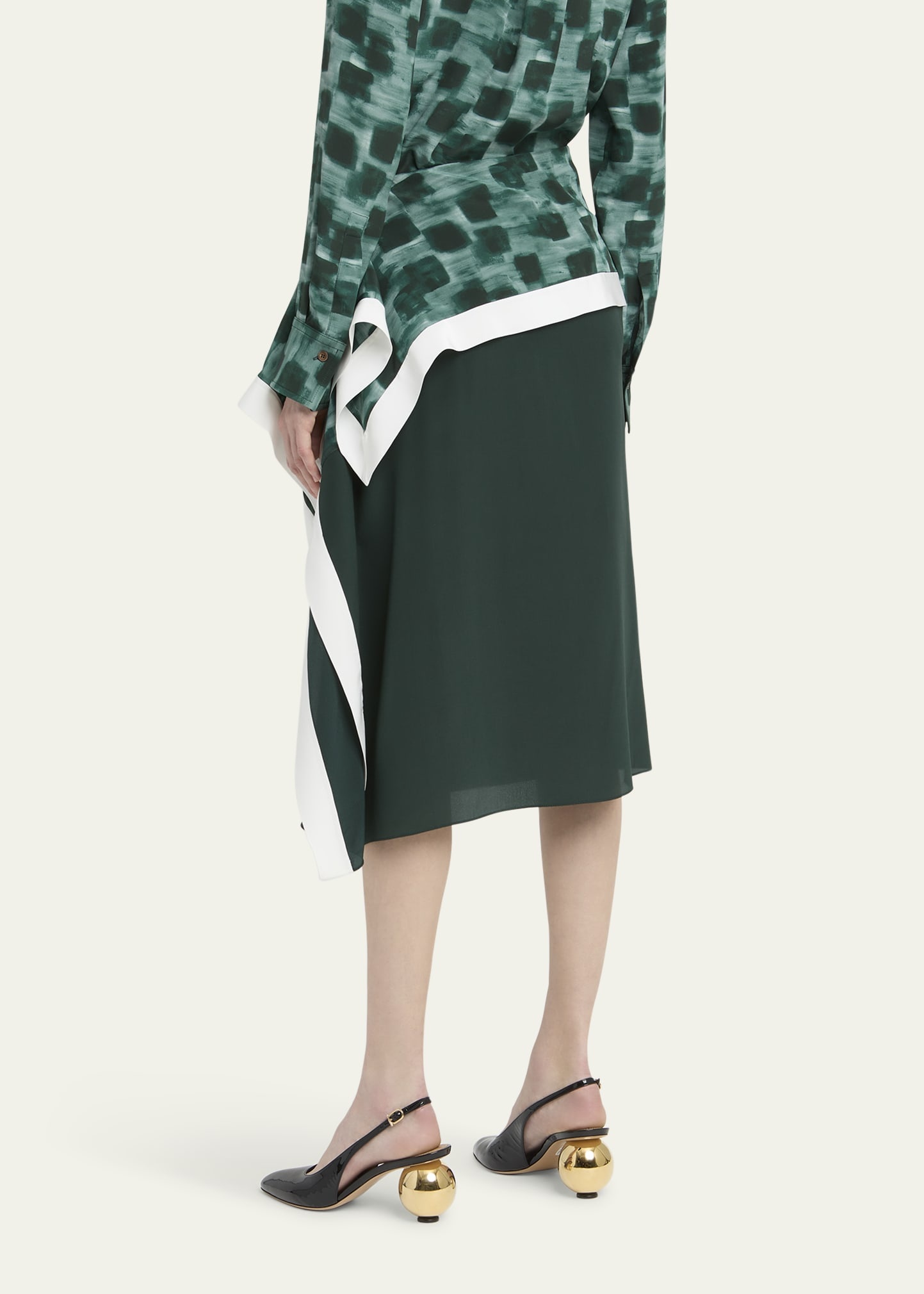 Painted Block Asymmetric Silk Skirt - 3