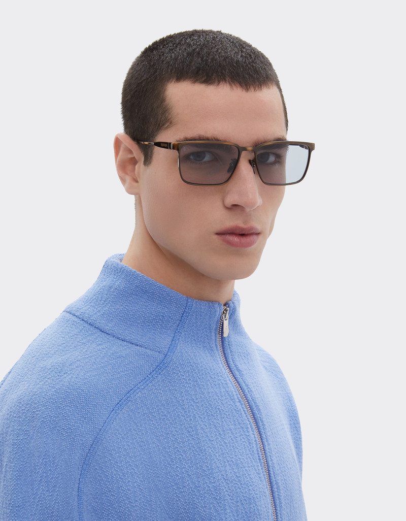 Ferrari Ferrari sunglasses in brushed gray/brownmetal with light gray crystal lenses outlook