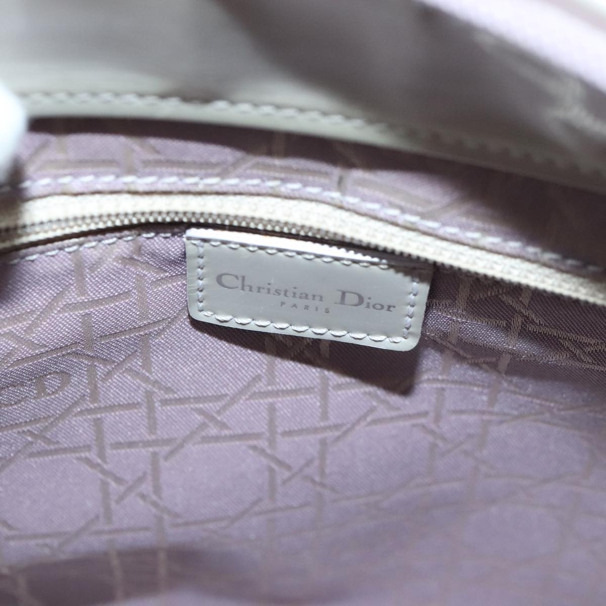 DIOR Maris Pearl Hand Bag Patent Leather Purple Silver - 15