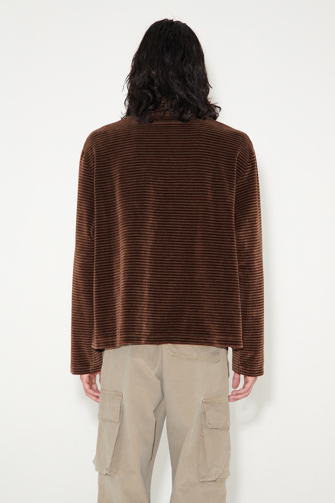 Shrunken Fullzip Polo Scoobie Stripe Velour - 5