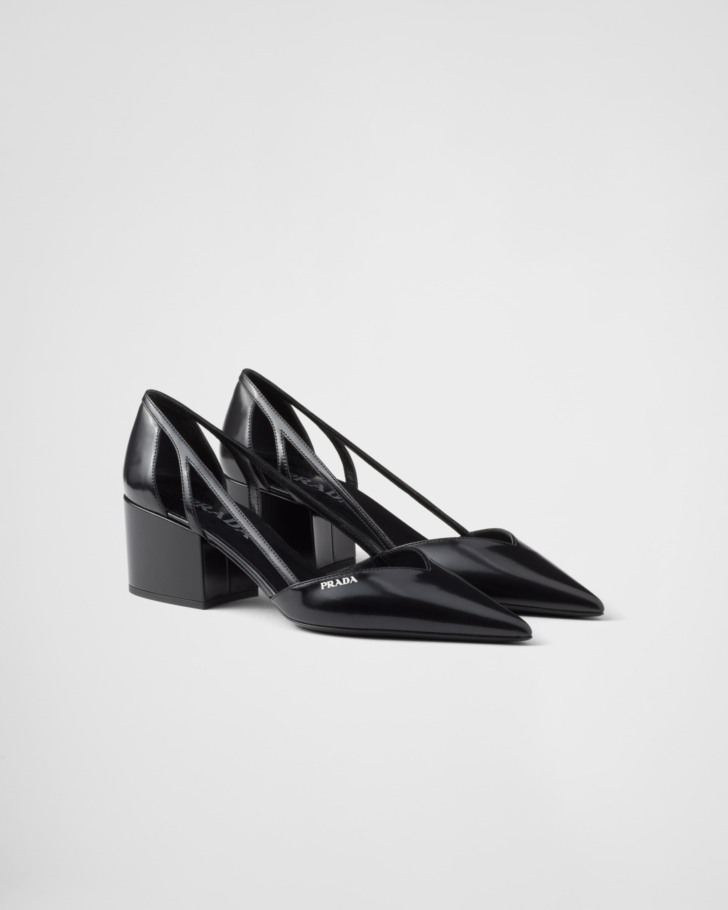 Brushed leather cut-out pumps - 1