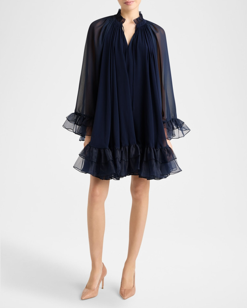 Cinq à Sept Clairette Ruffled Trapeze Mini Dress outlook