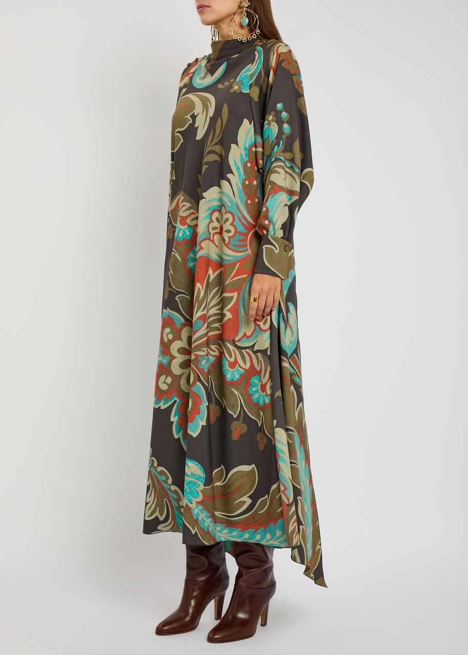 Etro Printed Draped Crepe Maxi Dress - 2