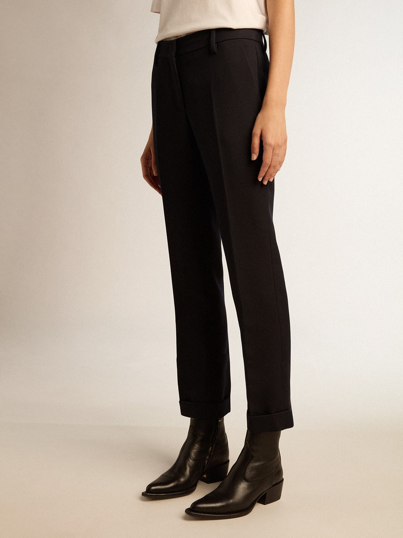 Golden Goose Women's dark blue wool cigarette pants outlook