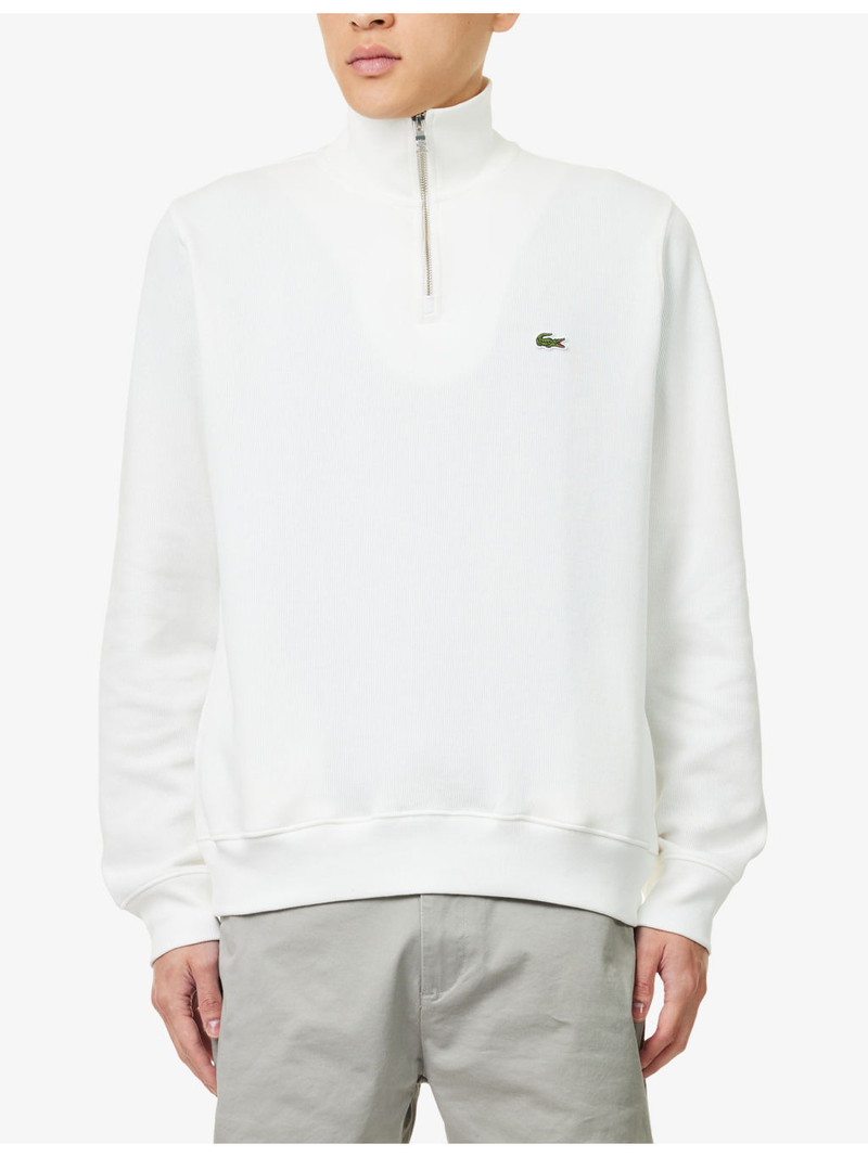Embroidered-Logo Half-Zip Cotton-Knit Sweatshirt 3