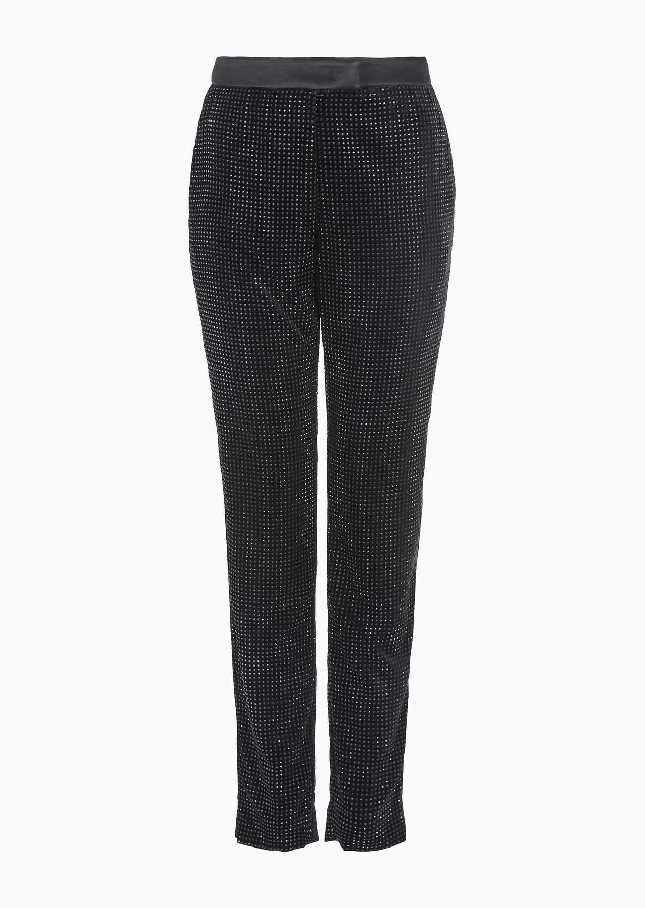 Velvet trousers with all-over rhinestones - 1