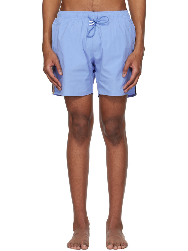Blue Signature Stripe Swim Shorts 1