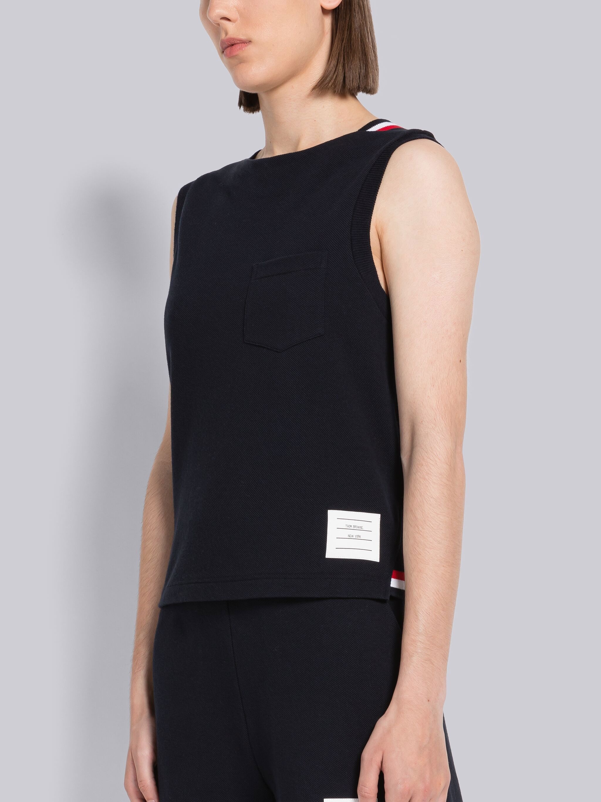Pique Rib Gusset Boat Neck Shell Top - 2