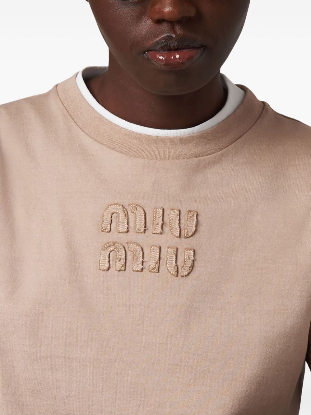 logo-embroidered cotton T-shirt - 3
