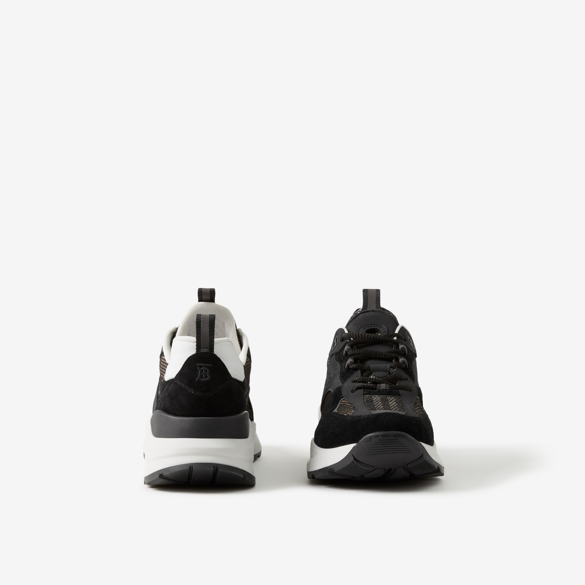 Logo Embossed, Leather, Suede and Mesh Sneakers - 4