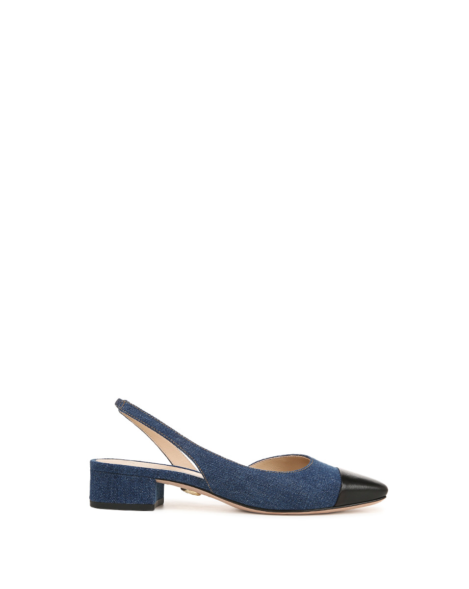 CECILE DENIM CAP-TOE SLINGBACK - 5