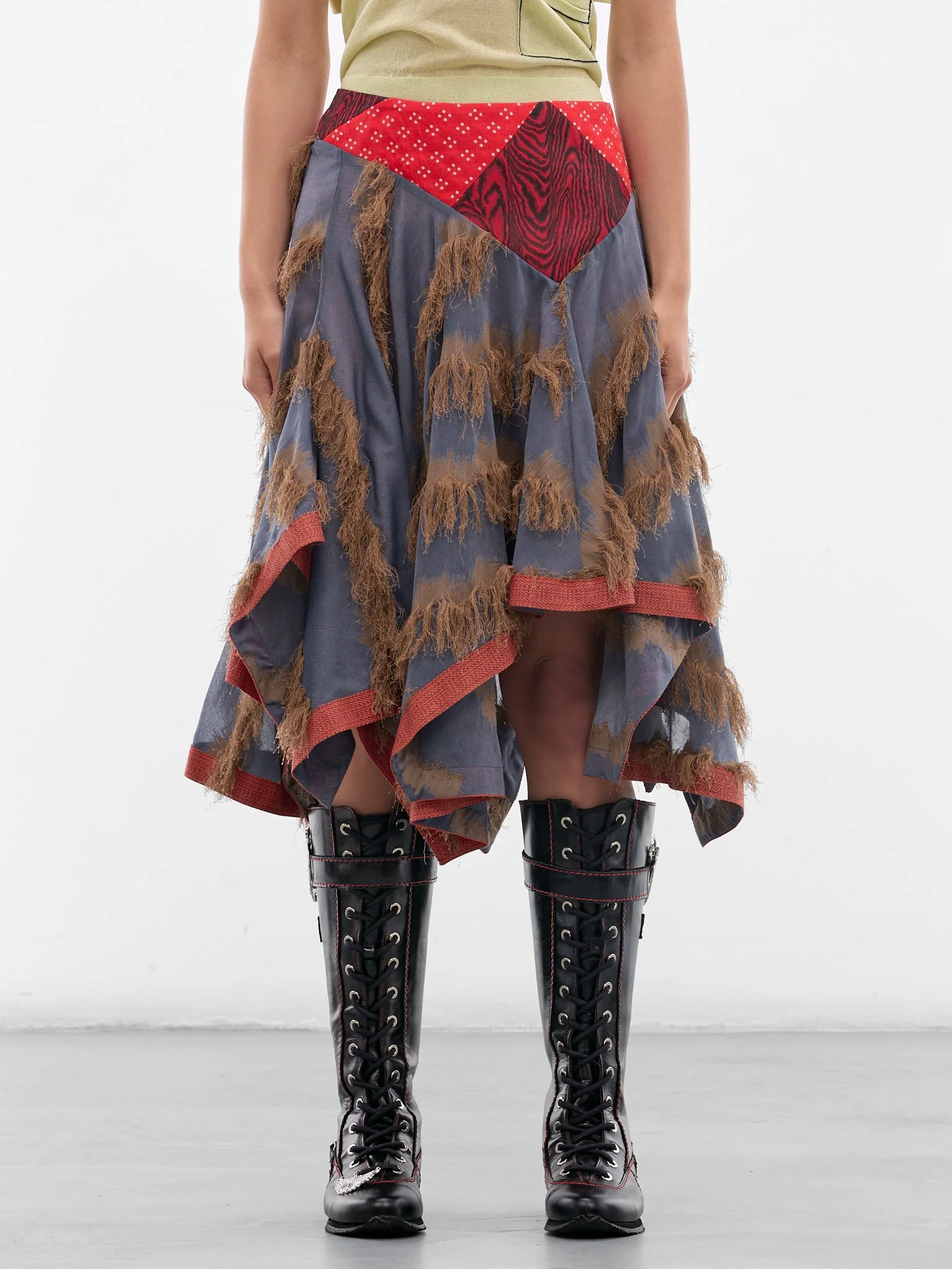 Klapheck Patchwork Fringe Midi Skirt - 1