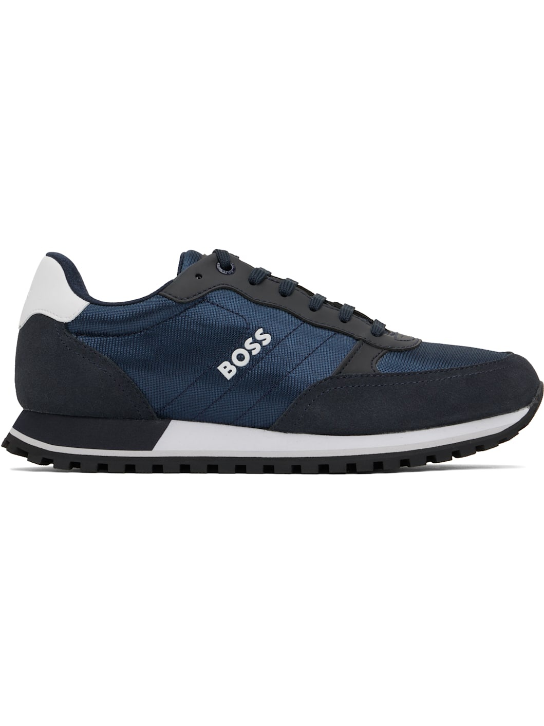 Navy & Black Mixed-Material Sneakers - 1