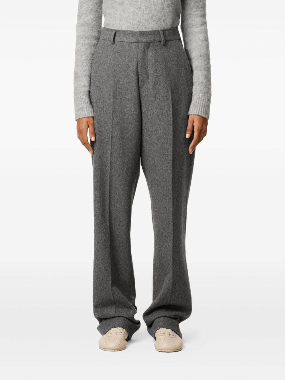 Ami Paris Women Wide-Leg Wool Trousers - 5