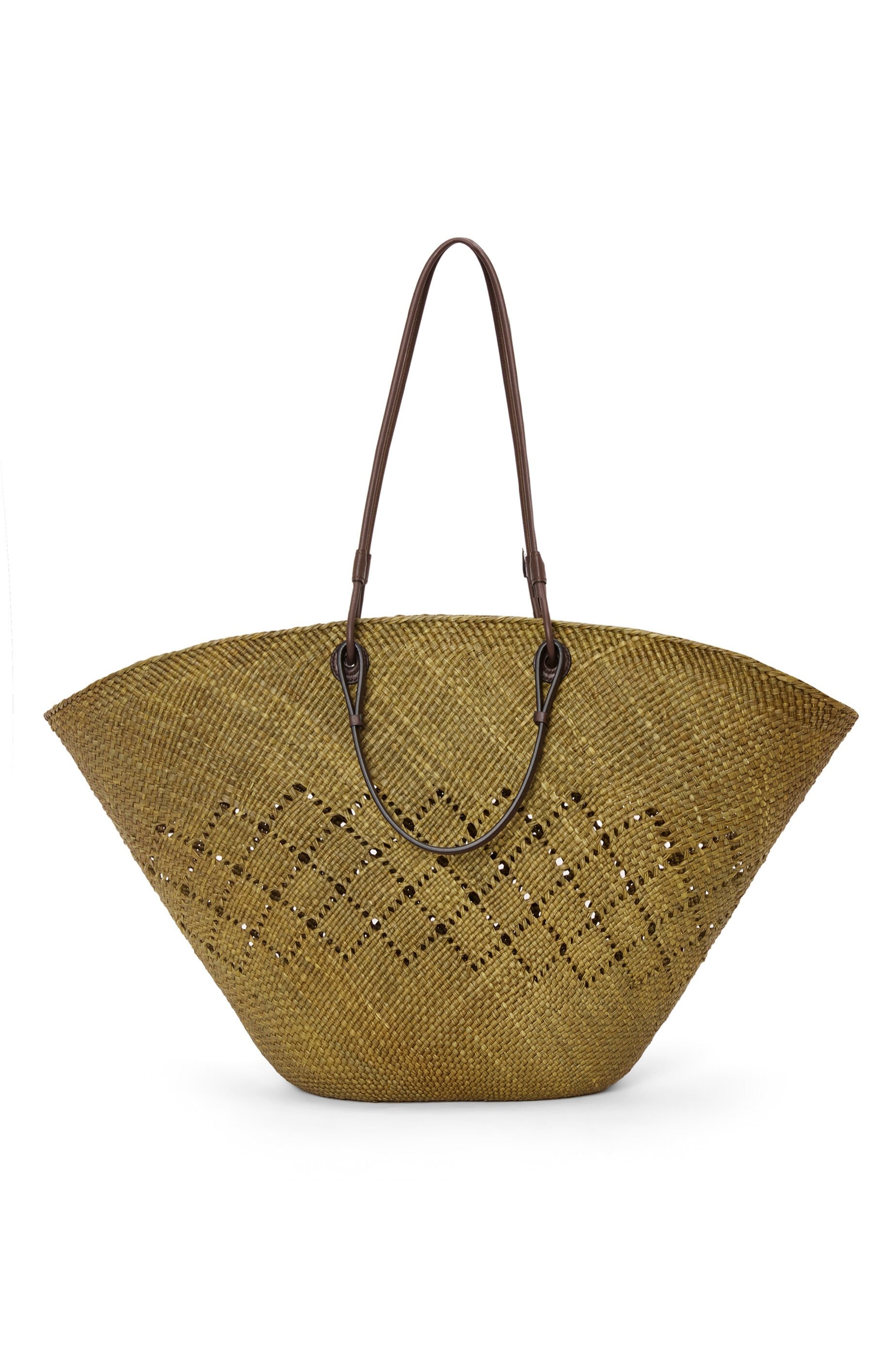 Large Anagram Basket bag in iraca palm and calfskin - 5