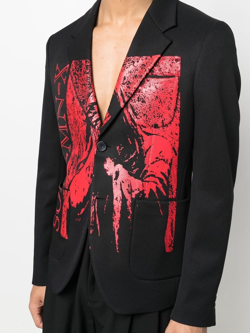 graphic-print buttoned-up blazer - 5