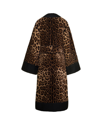 Dolce & Gabbana Multicolor Kimono Bathrobe With All-over Leopard Print In Cotton Dolce & Gabbana outlook