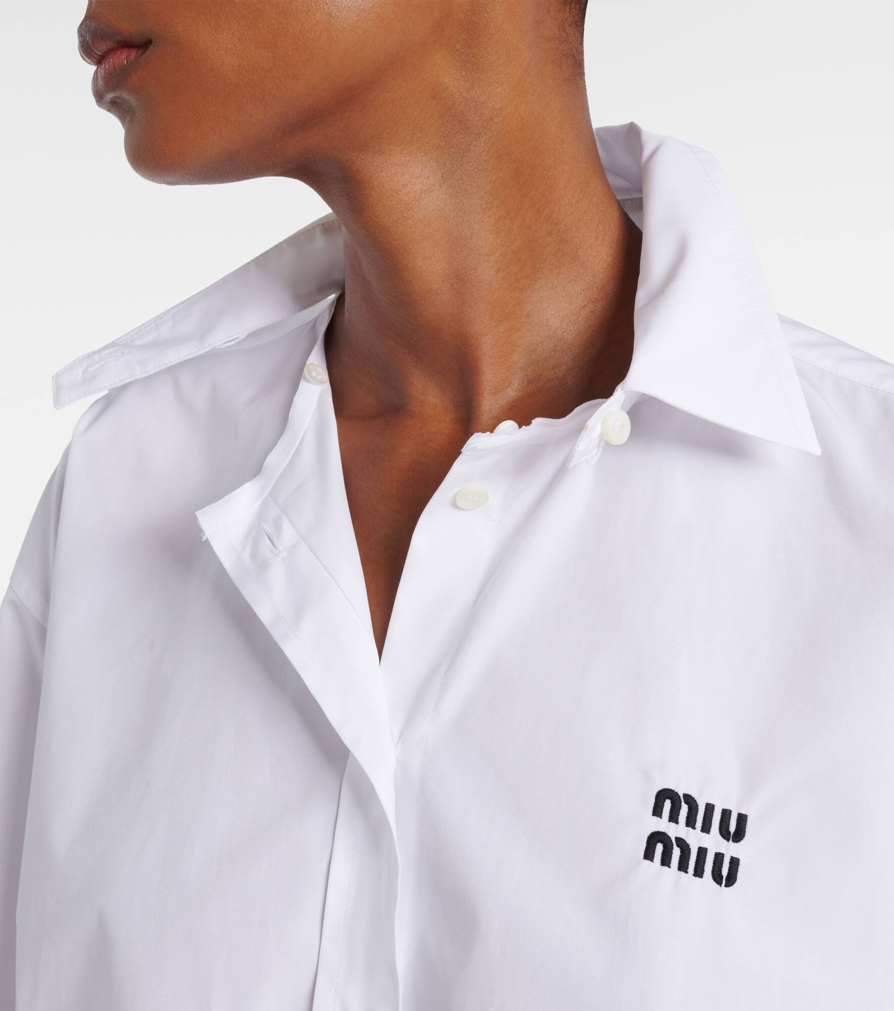 Cropped cotton poplin shirt - 4