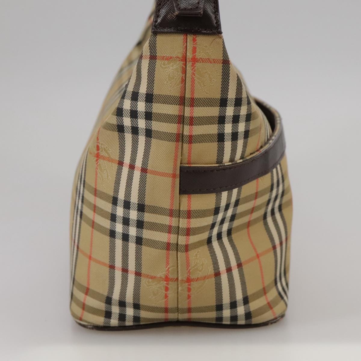 Burberry Hand Bag Canvas Leather Beige Brown Silver - 5