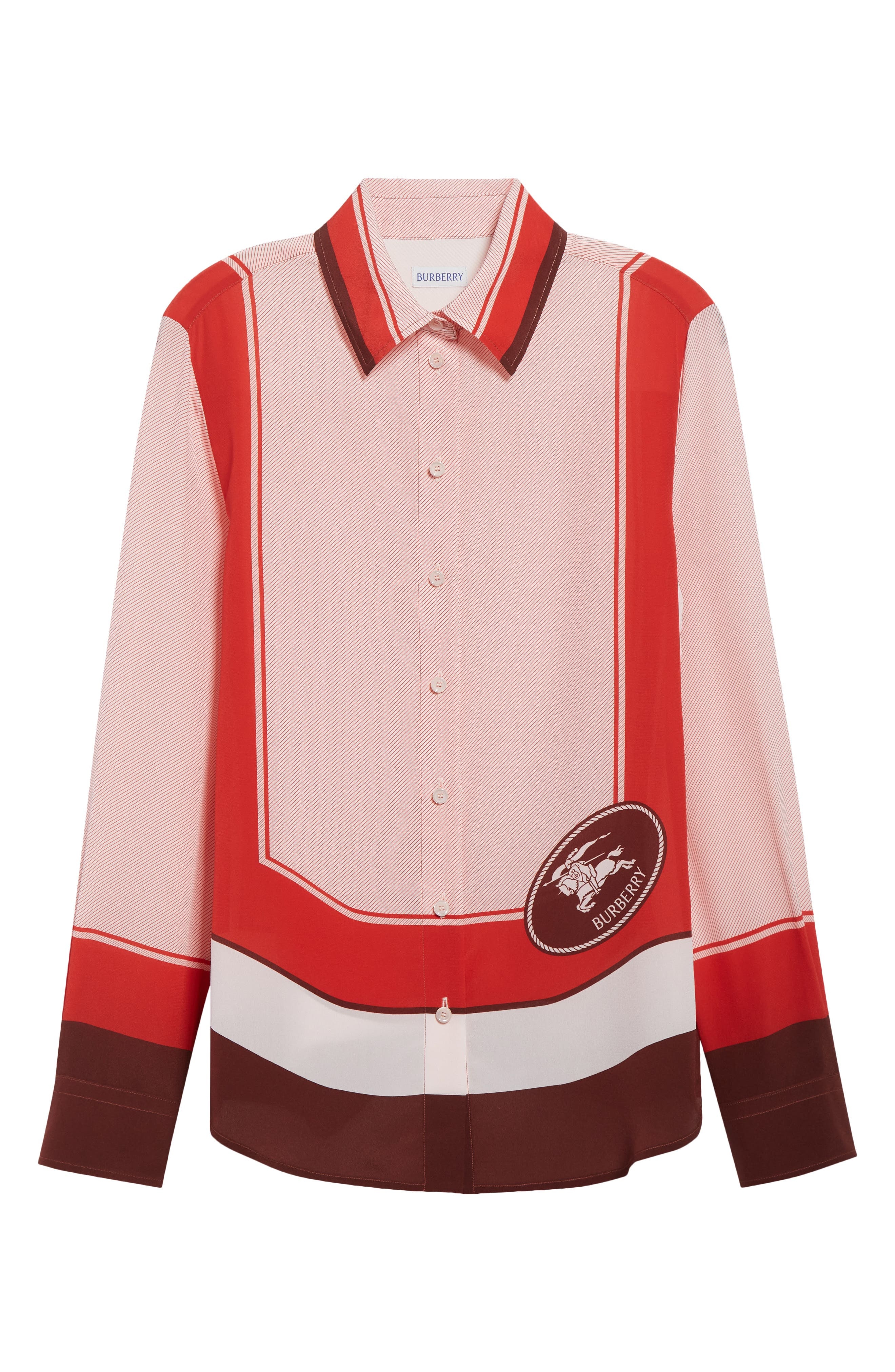 burberry EKD Stamp Silk Crêpe de Chine Button-Up Shirt in Box Ip Pattern at Nordstrom - 5