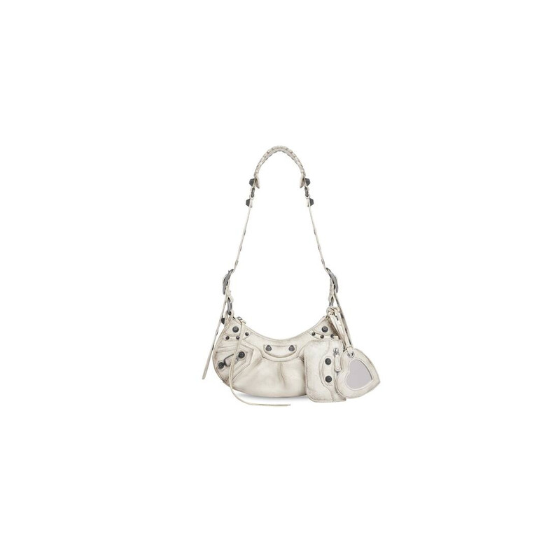 Women's Le Cagole Xs Shoulder Bag Dirty Effect in Optic White 1