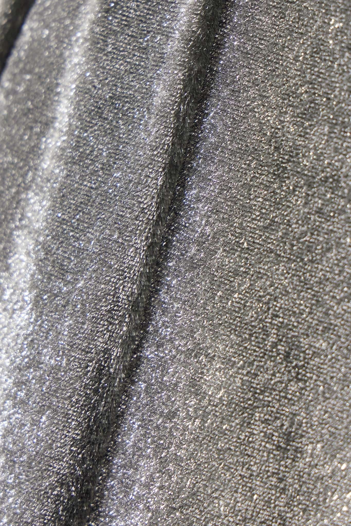 Pleated metallic velvet straight-leg pants - 5