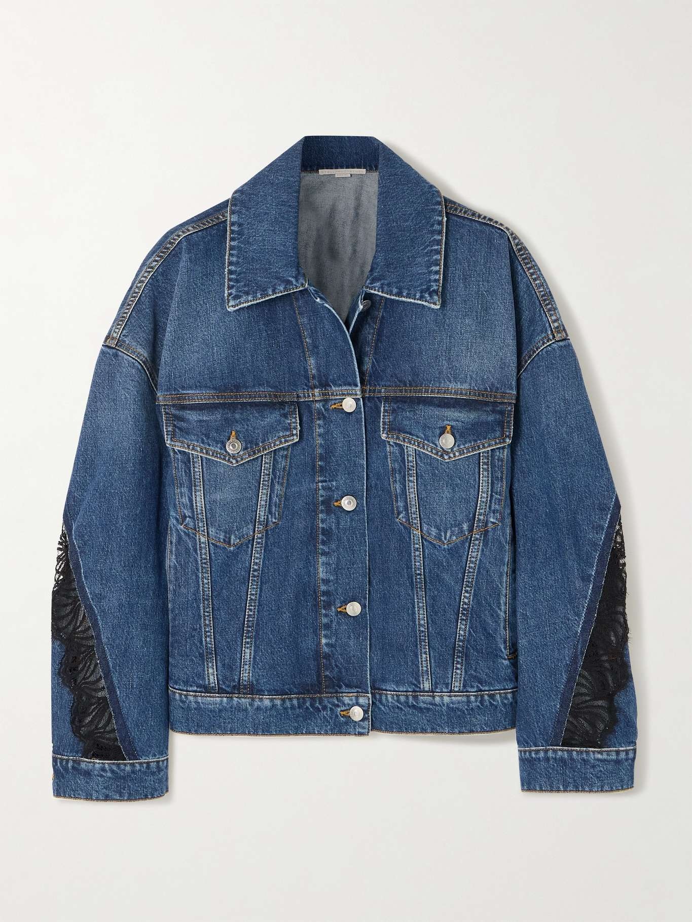 Lace-trimmed denim jacket - 1