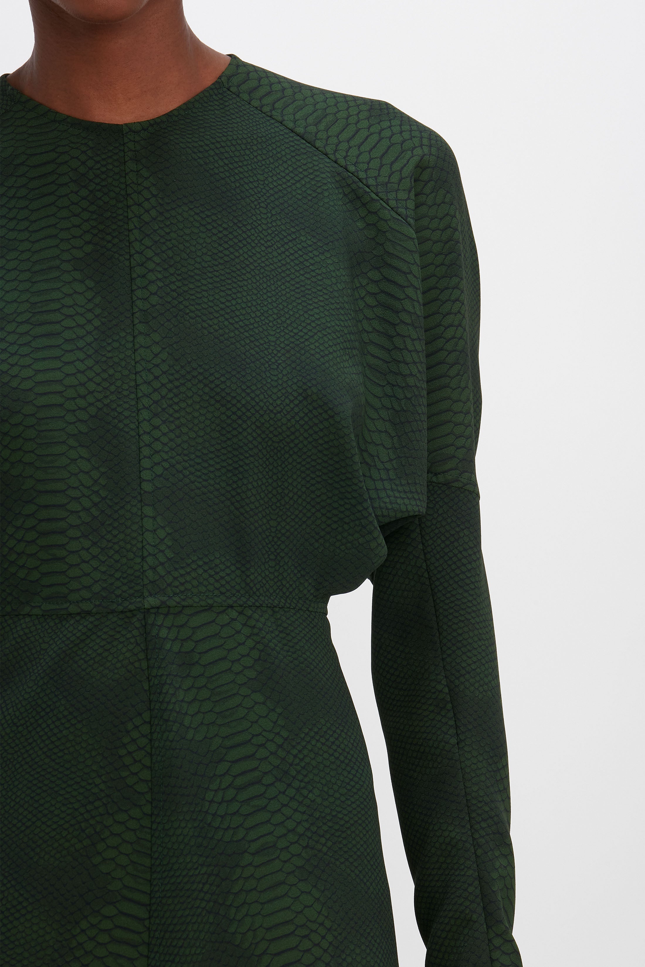 Dolman Midi Dress in Green Snake - 8