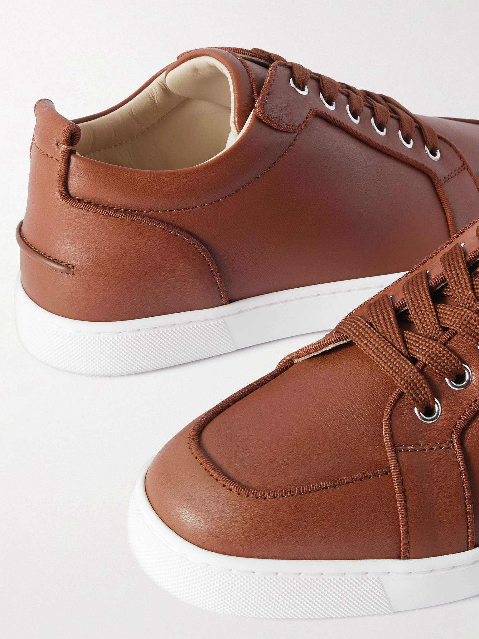 Rantulow Orlato Grosgrain-Trimmed Full-Grain Leather Sneakers Brown - 5