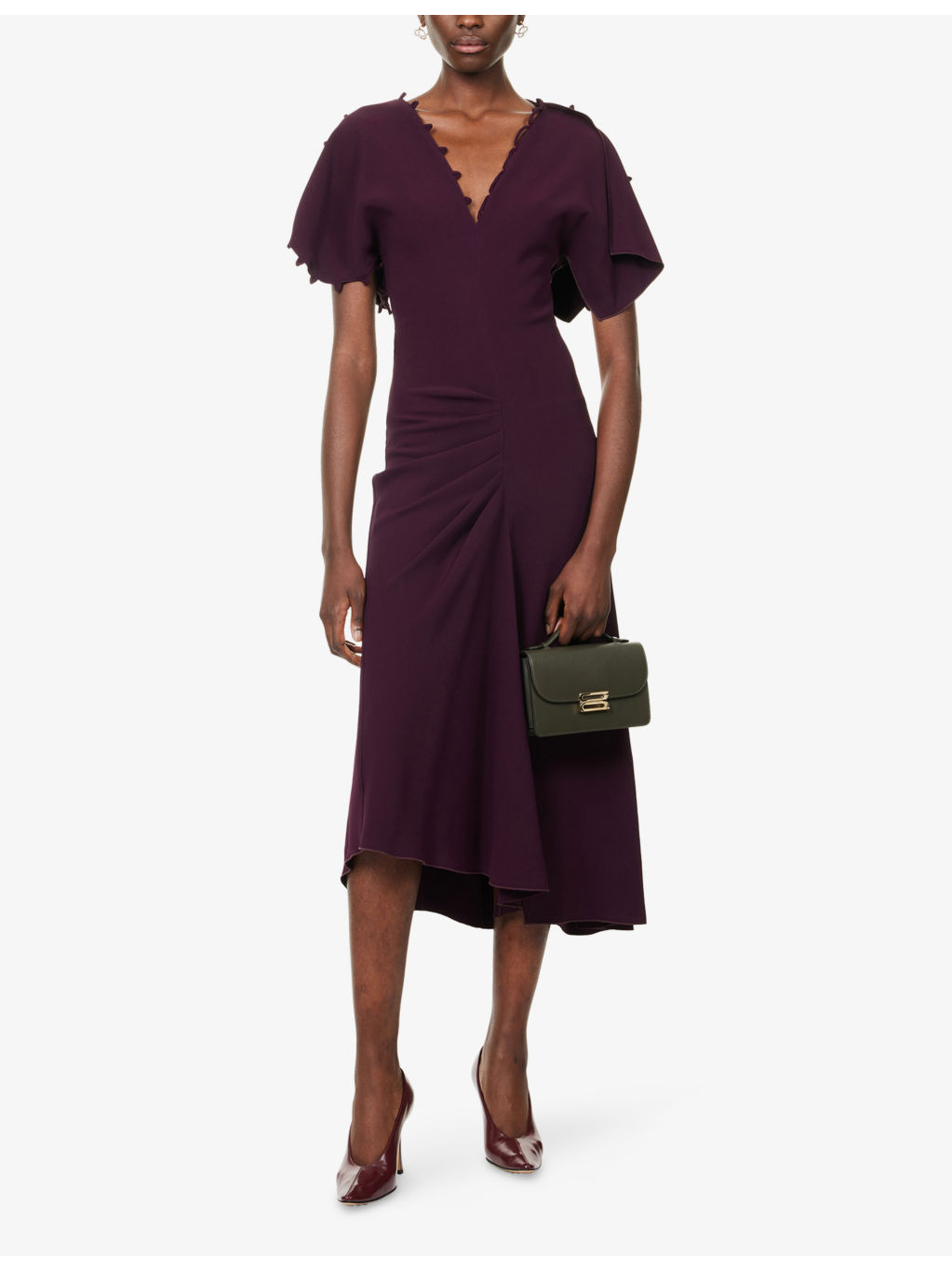 Regular-Fit V-Neck Stretch-Woven Midi Dress - 2