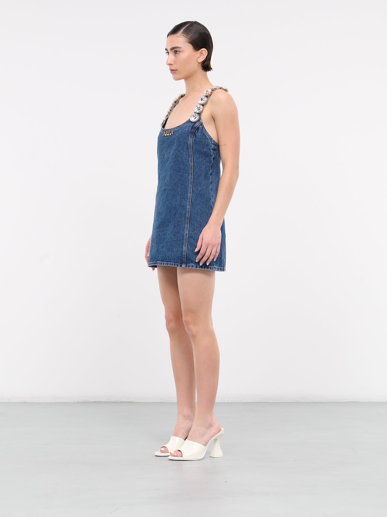 Jumbo Crystal Denim Mini Dress - 2