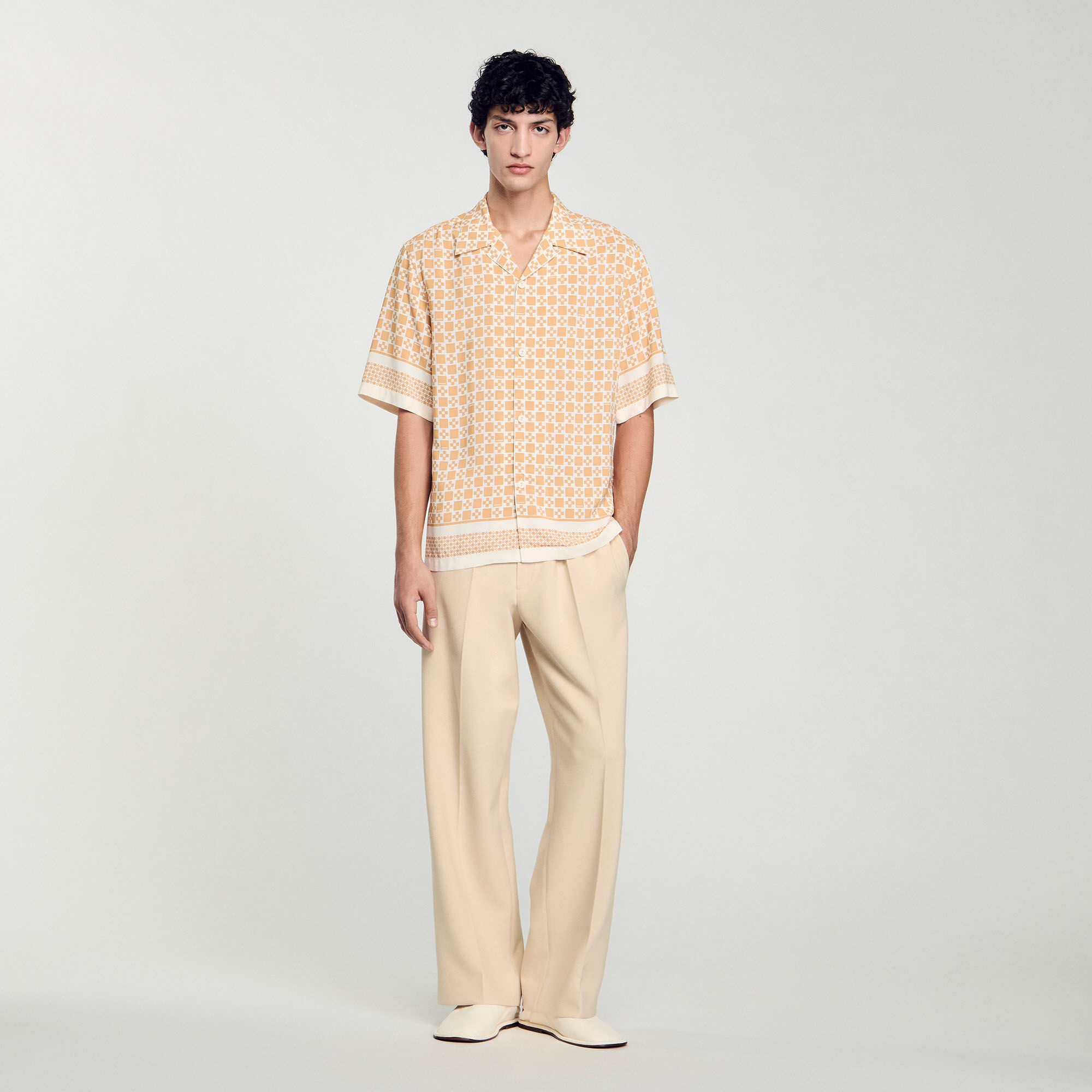 SQUARE CROSS MOTIF FLOWING SHIRT - 1