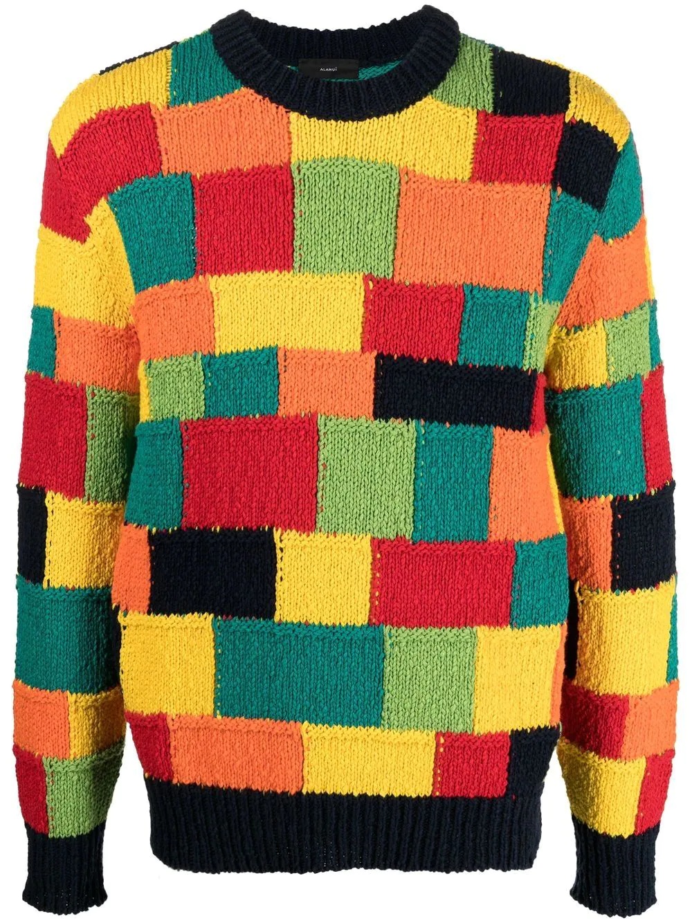 crew-neck patchwork jumper - 1