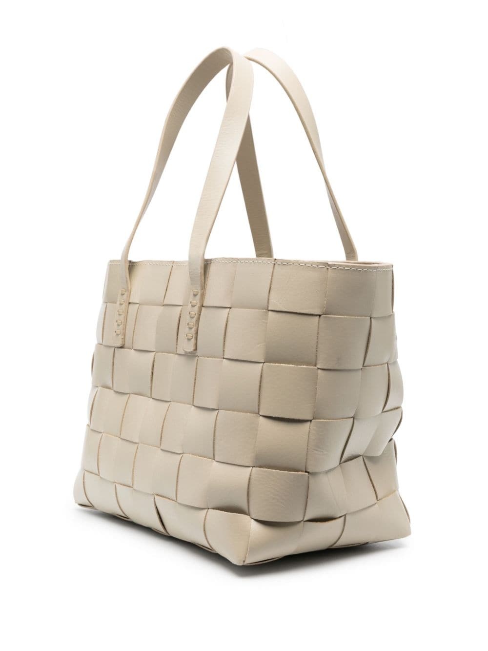 woven leather tote bag - 3