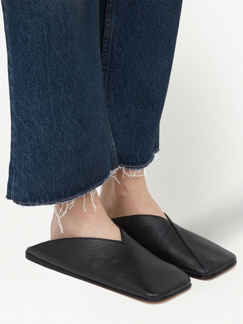 leather closed-toe slides - 6