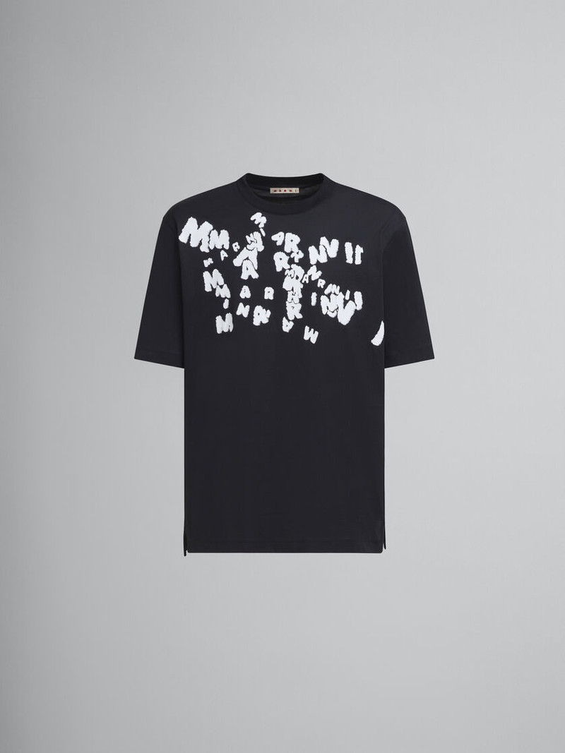 BLACK JERSEY COTTON T-SHIRT 와 MARNI CAOS 로고 - 1