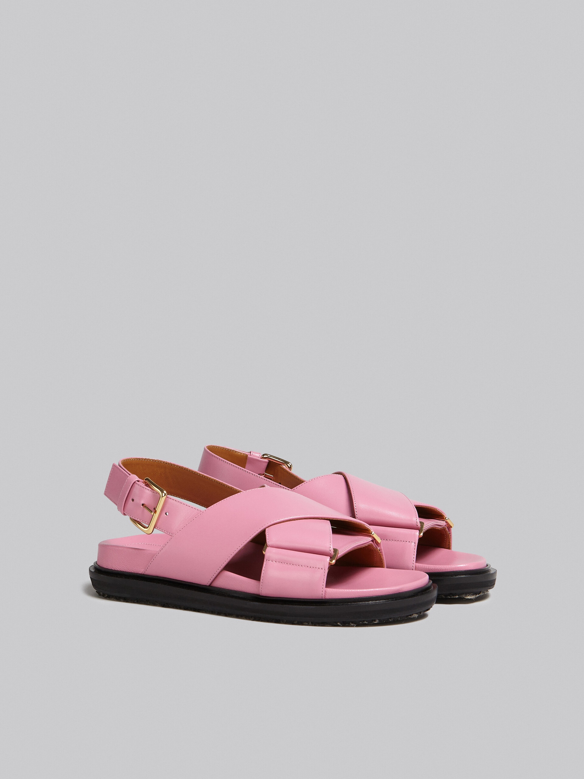 PINK LEATHER CRISS-CROSS SANDAL - 2