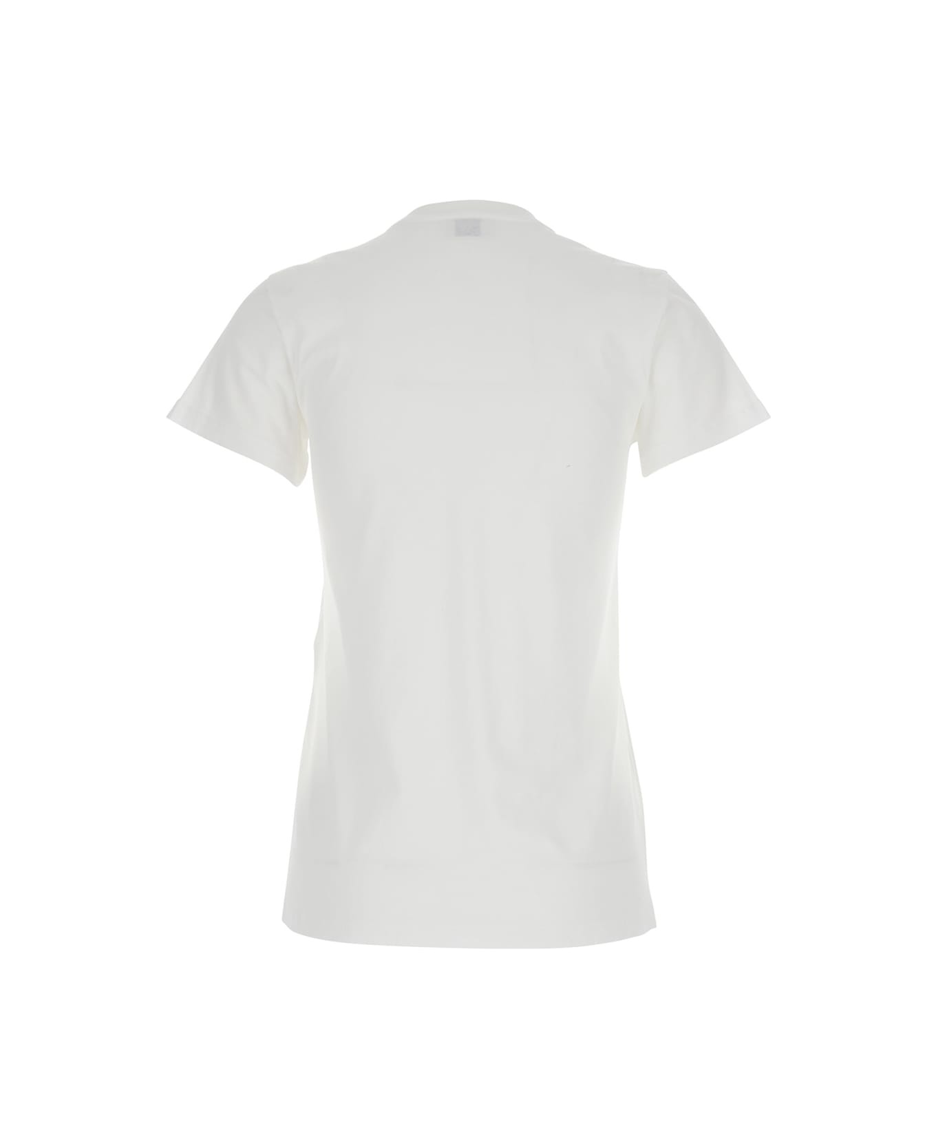 White T-shirt With Graphic Print On The Front In Cotton Woman - 2
