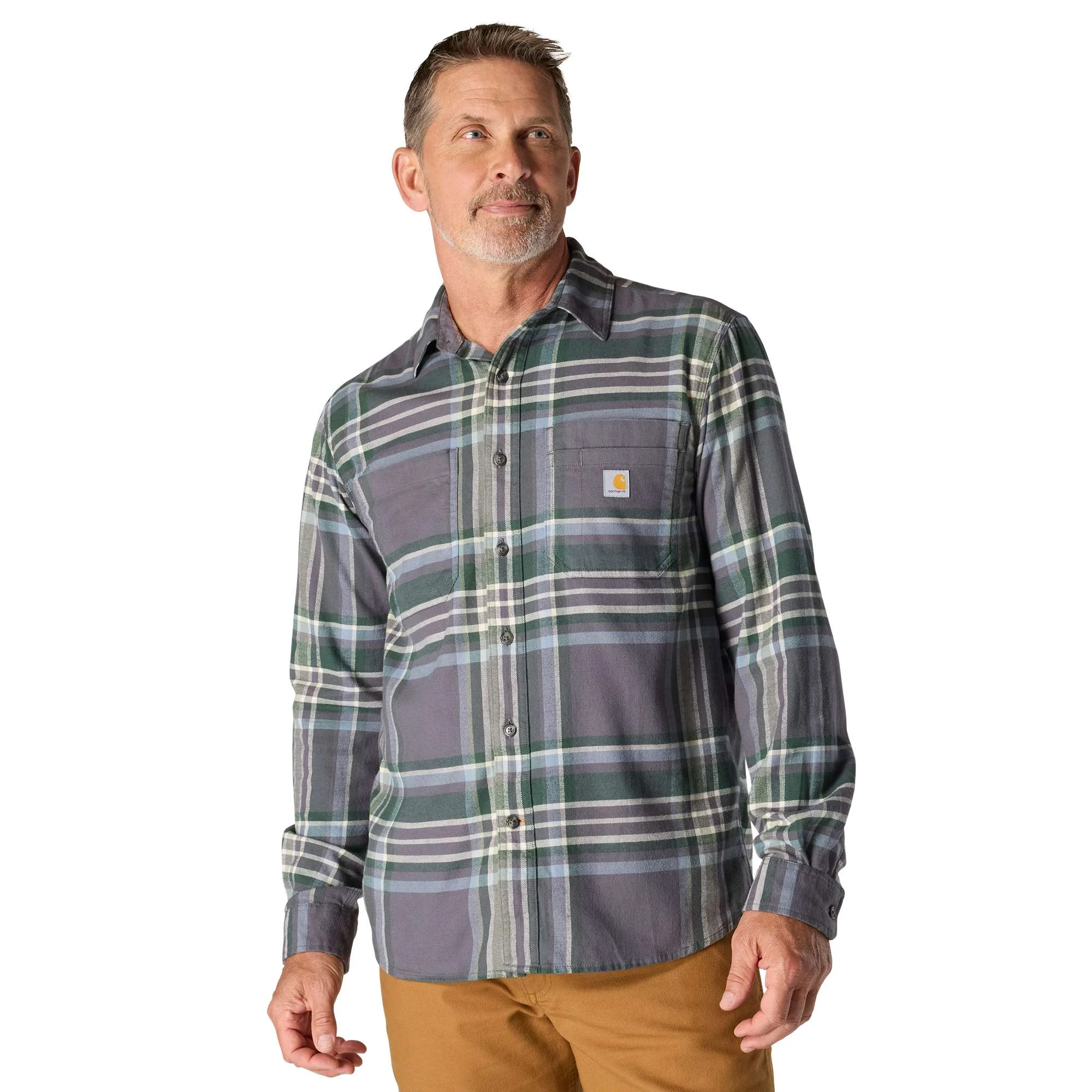 Rugged Flex™ Relaxed Fit Midweight Flannel Long-Sleeve Plaid Shirt - 1