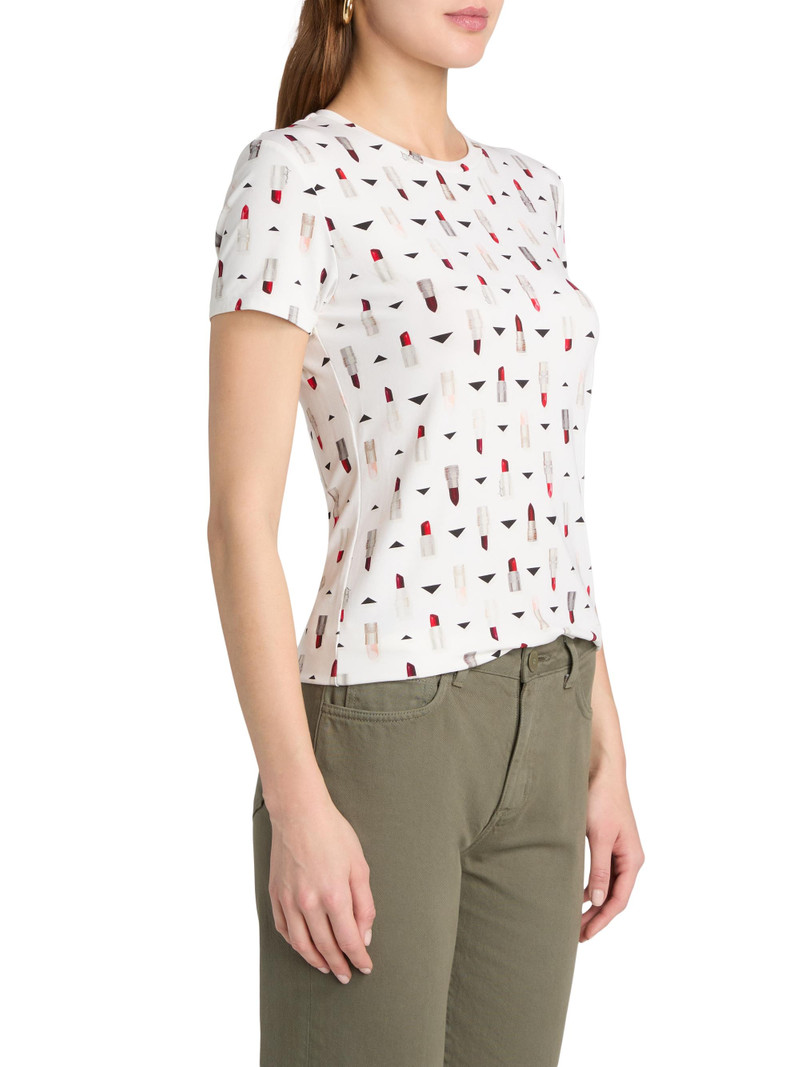 Women's Ressi Lipstick-Print T-Shirt - Ivory Lipstick Geometric 4