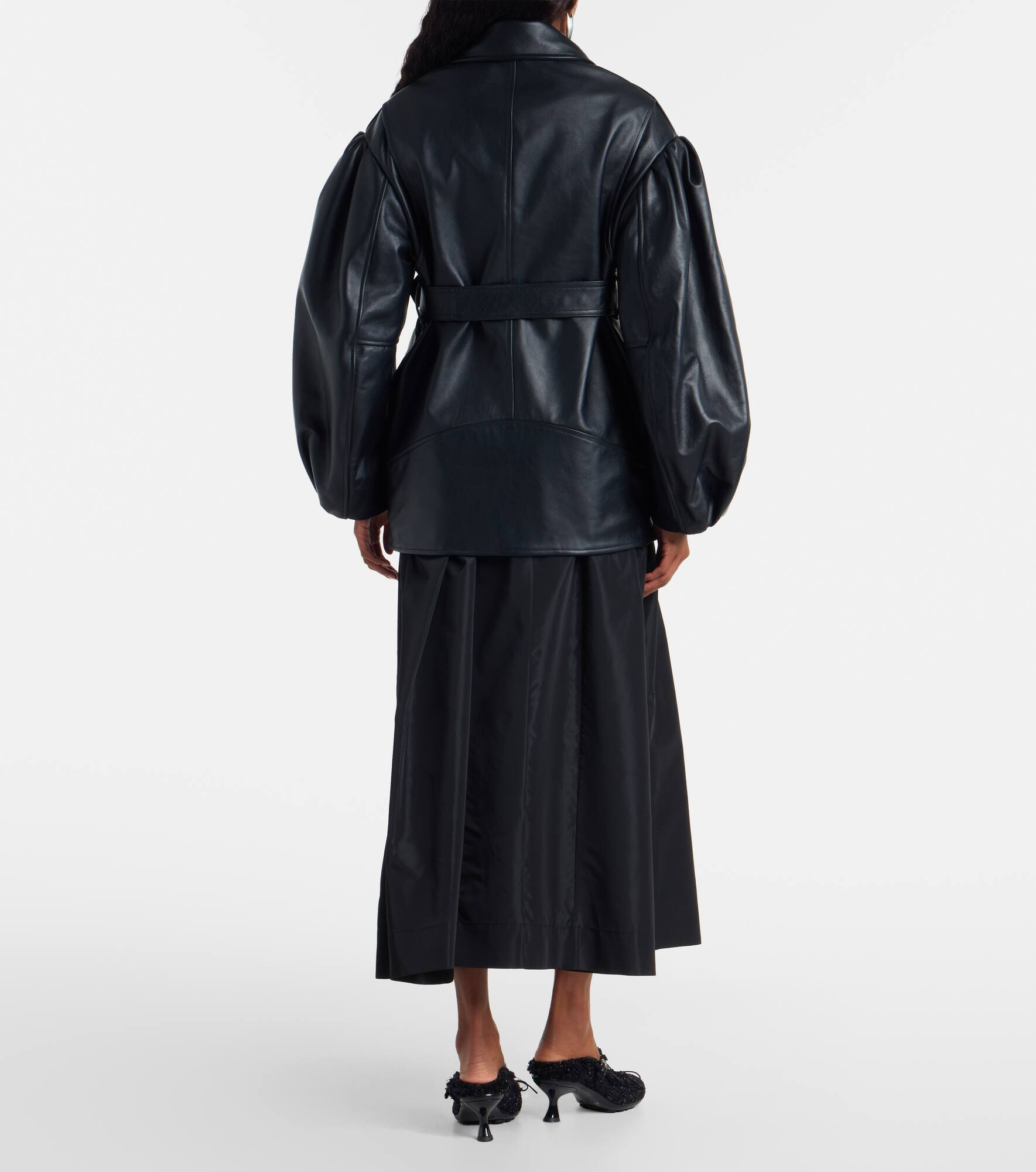 Belted leather biker jacket - 3