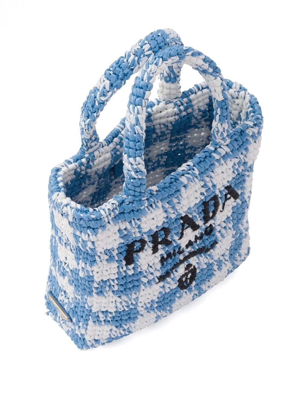 logo-knit gingham tote bag - 3