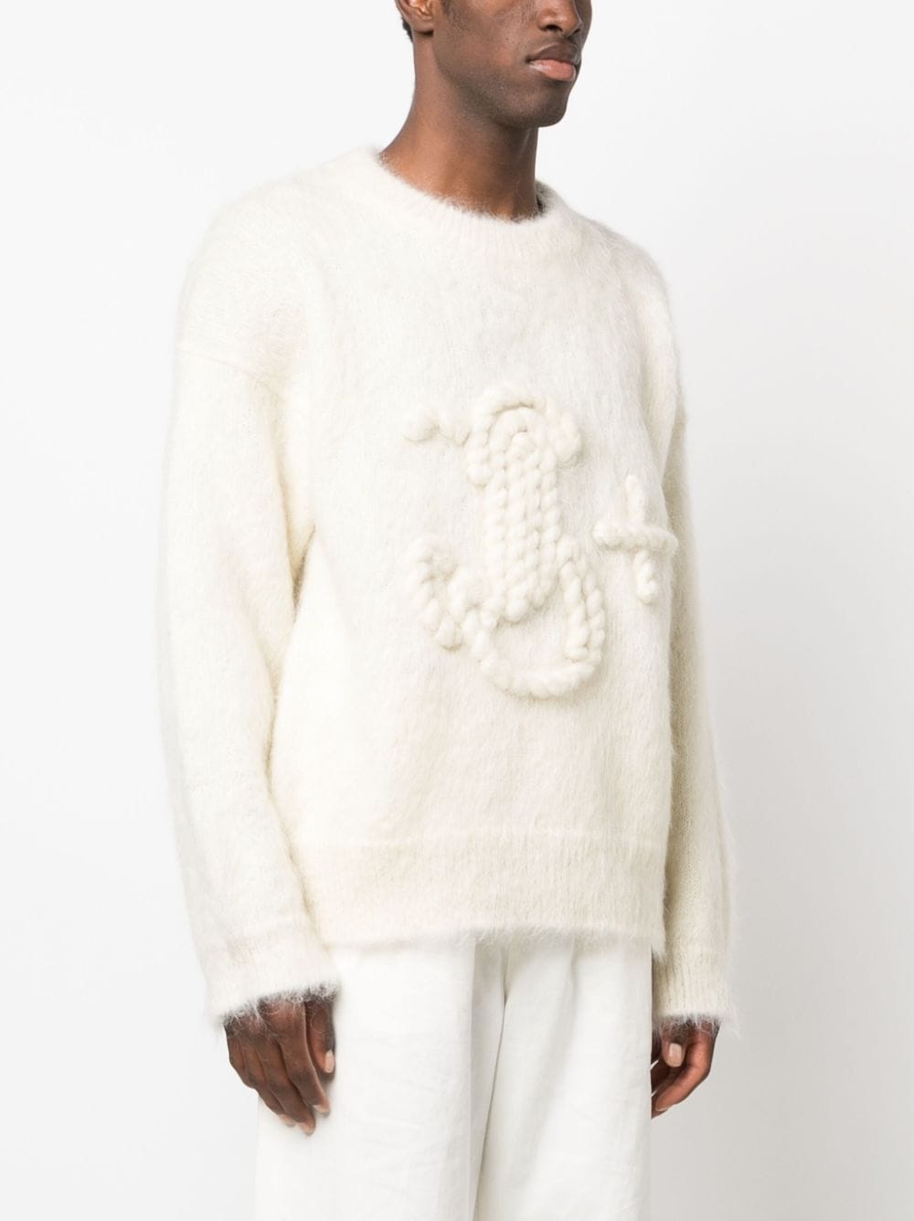 monogram-embroidered mohair-blend jumper - 3