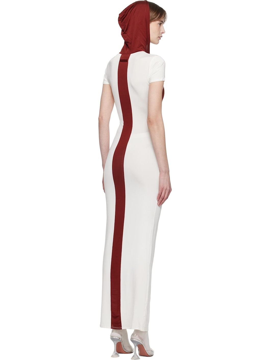 White & Burgundy 'The Chevrons' Maxi Dress - 3