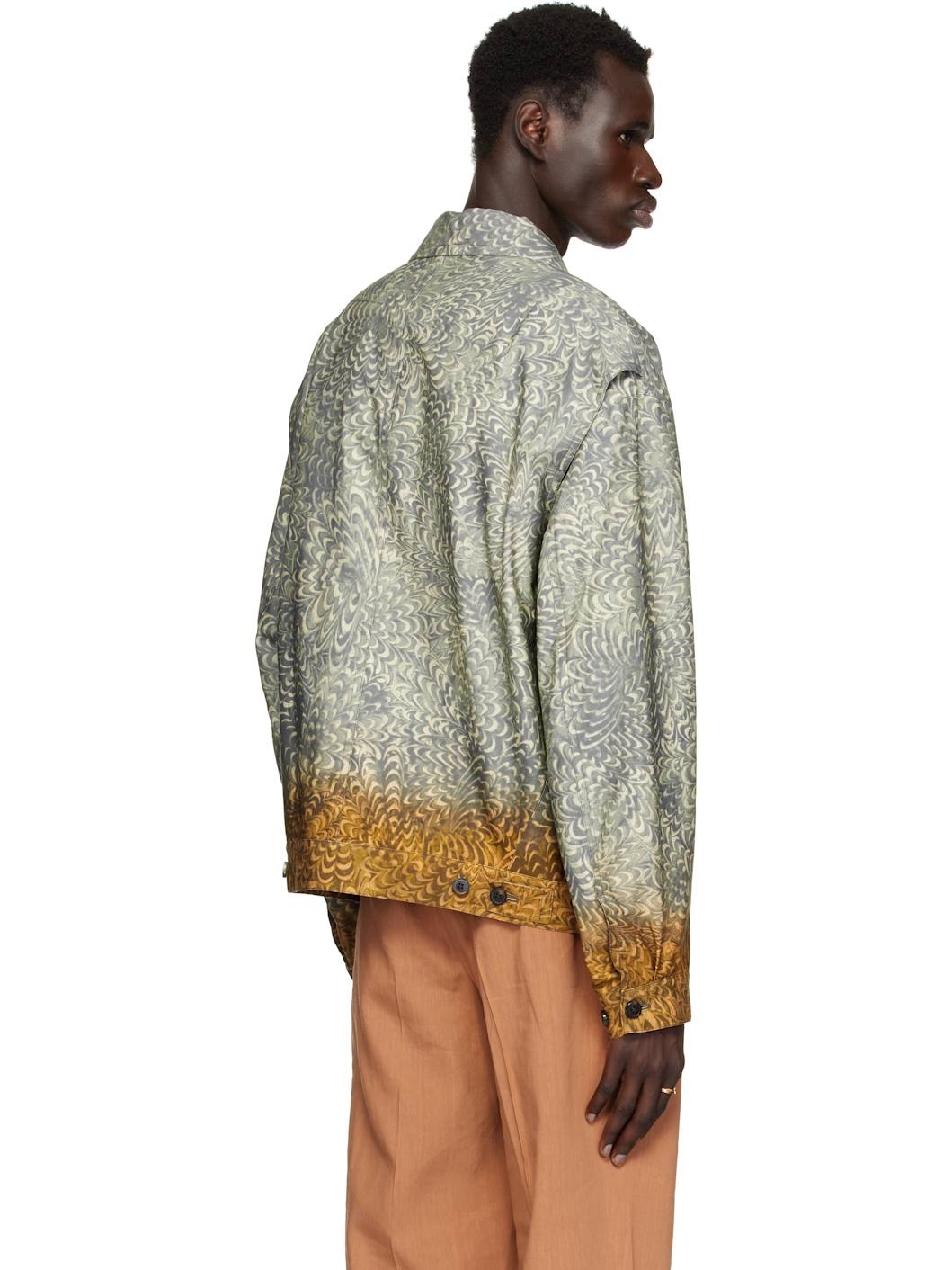Gray & Tan Printed Cotton Jacket - 3