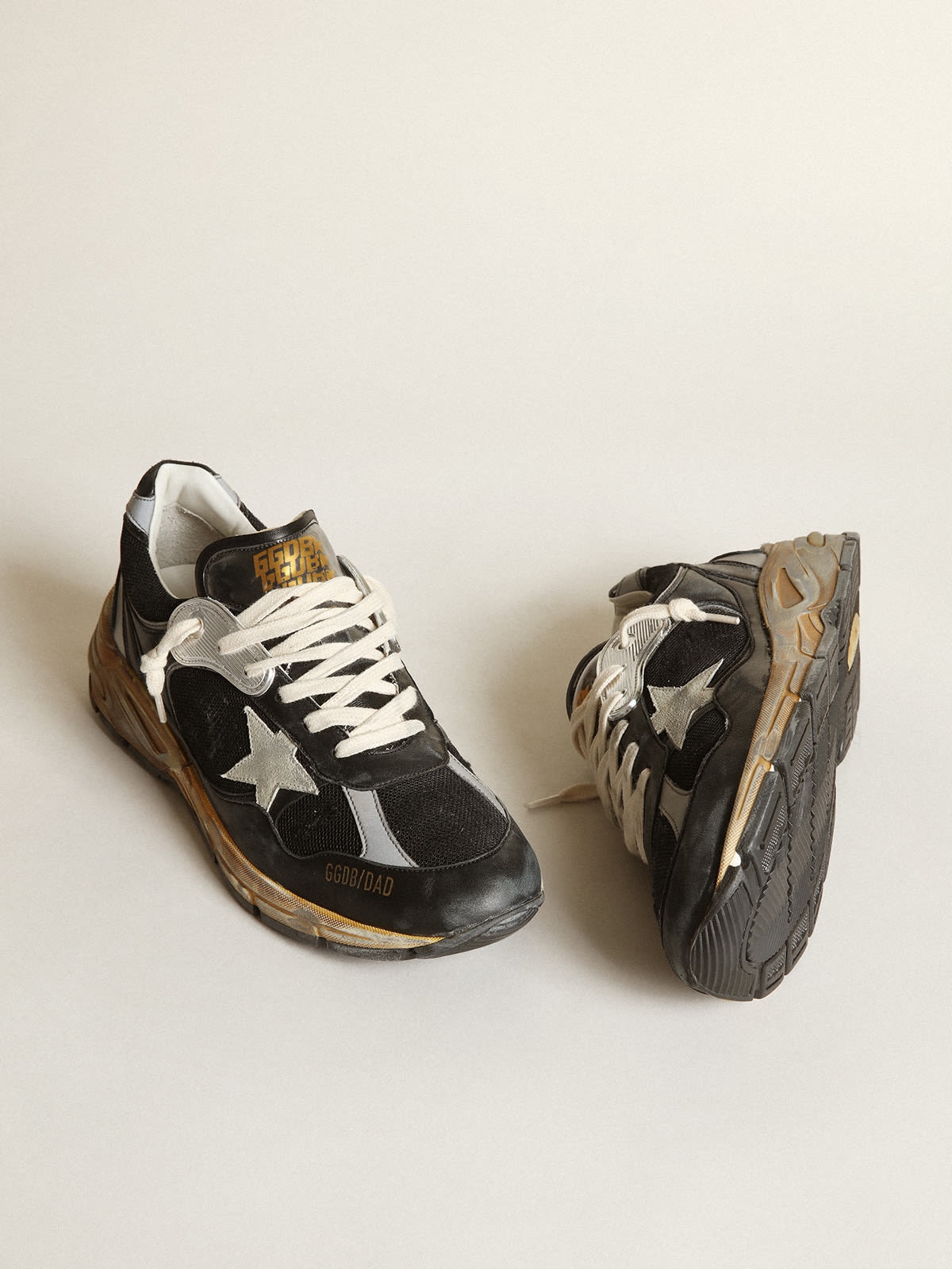Women’s Dad-Star sneakers in black mesh and nappa leather with ice-gray suede star - 2